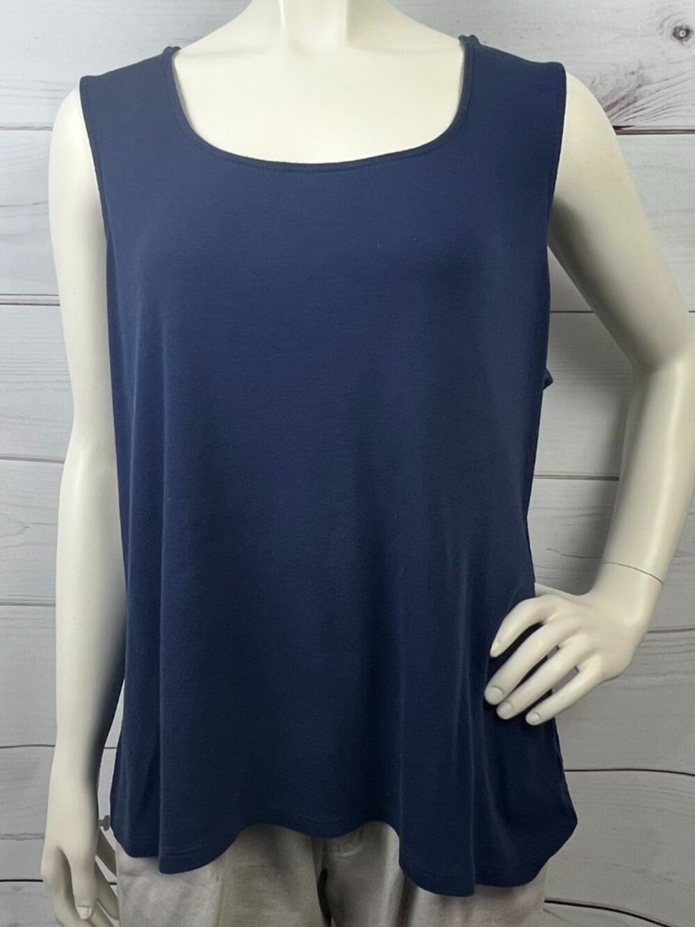 Coldwater Creek Navy Supima Cotton Tank Top 1X Soft Stretch